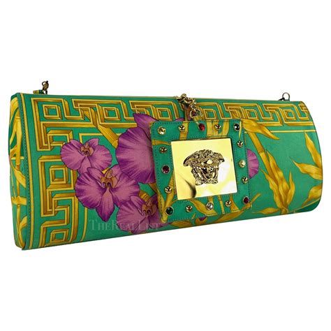 versace collection leather convertible clutch